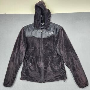 The North Face Jacket Womens Medium Black OSO Fleece Hooded Full Zip Logo AA5Z